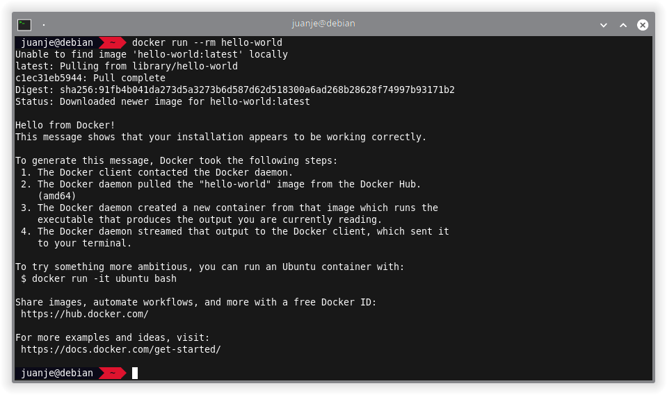 Comprobación de Docker en modo rootless