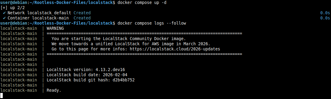 LocalStack Up and Logs