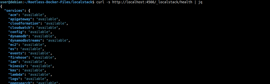 LocalStack health endpoint