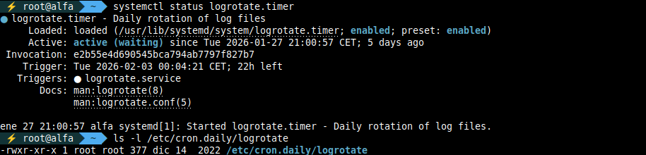 Logrotate - Estado de instalación