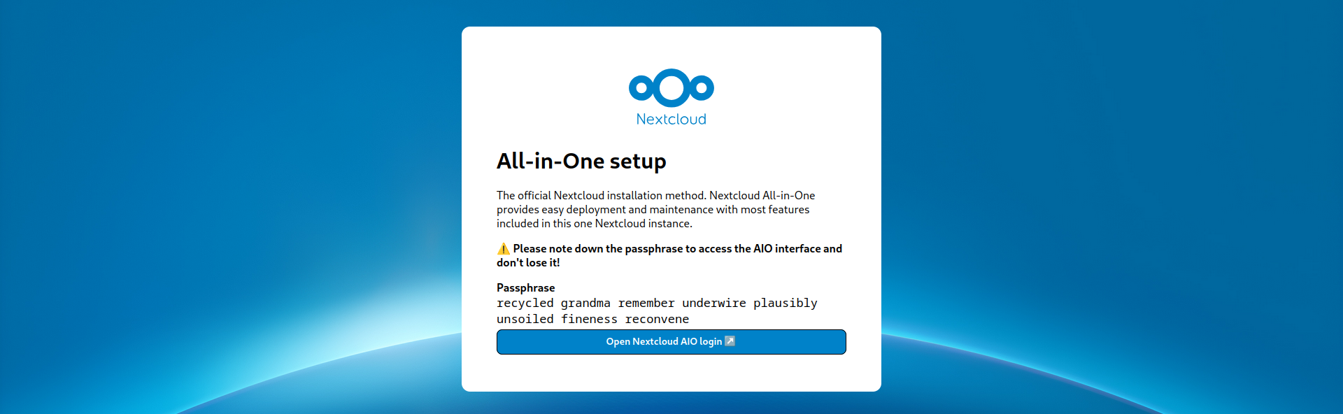 Nextcloud AIO - Contraseña