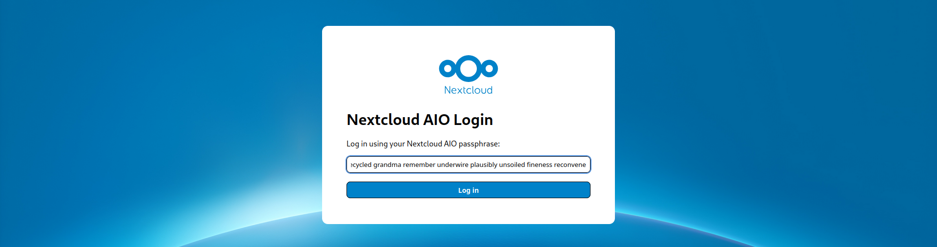 Nextcloud AIO - Inicio de sesión AIO