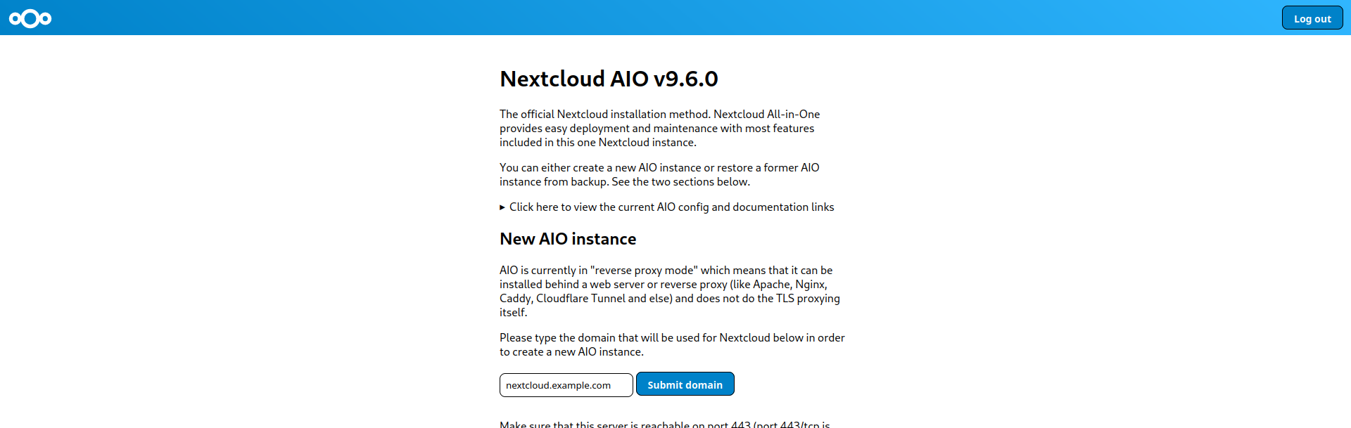 Nextcloud AIO - Configuración del subdominio