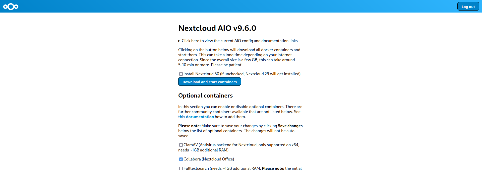 Nextcloud AIO - Contenedores opcionales