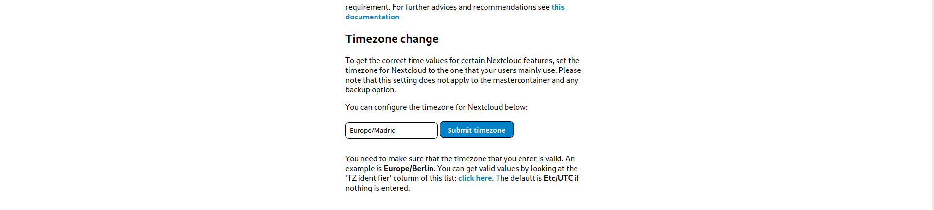 Nextcloud AIO - Timezone Configuration