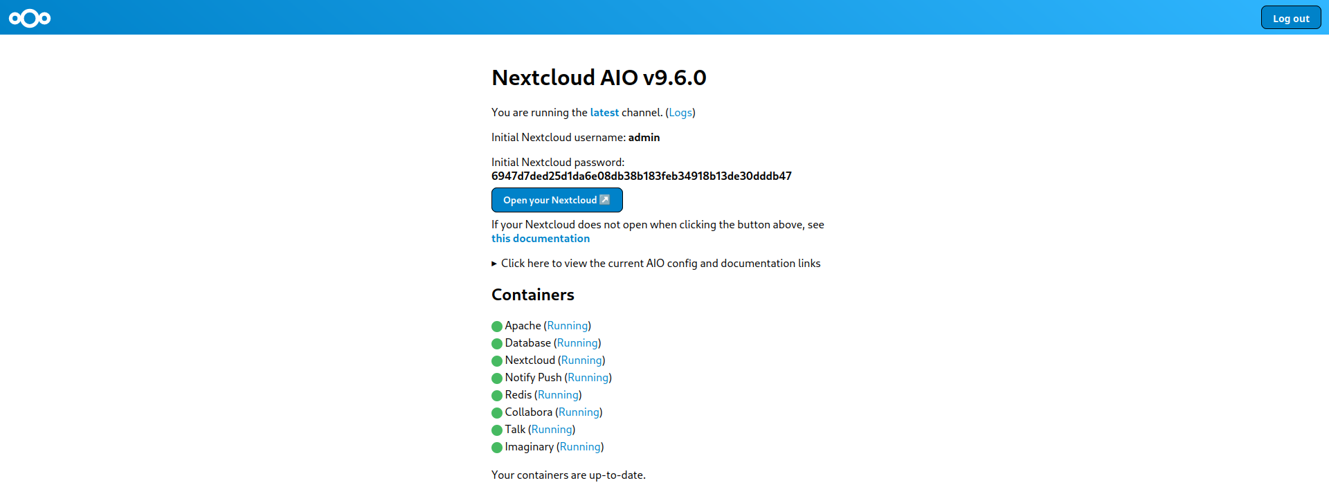 Nextcloud AIO - Contenedores en funcionamiento