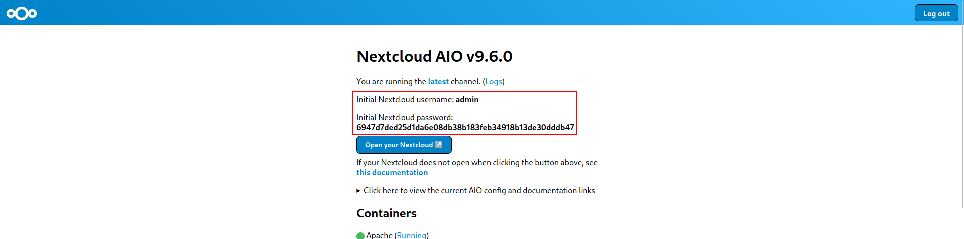 Nextcloud AIO - Acceso a Nextcloud