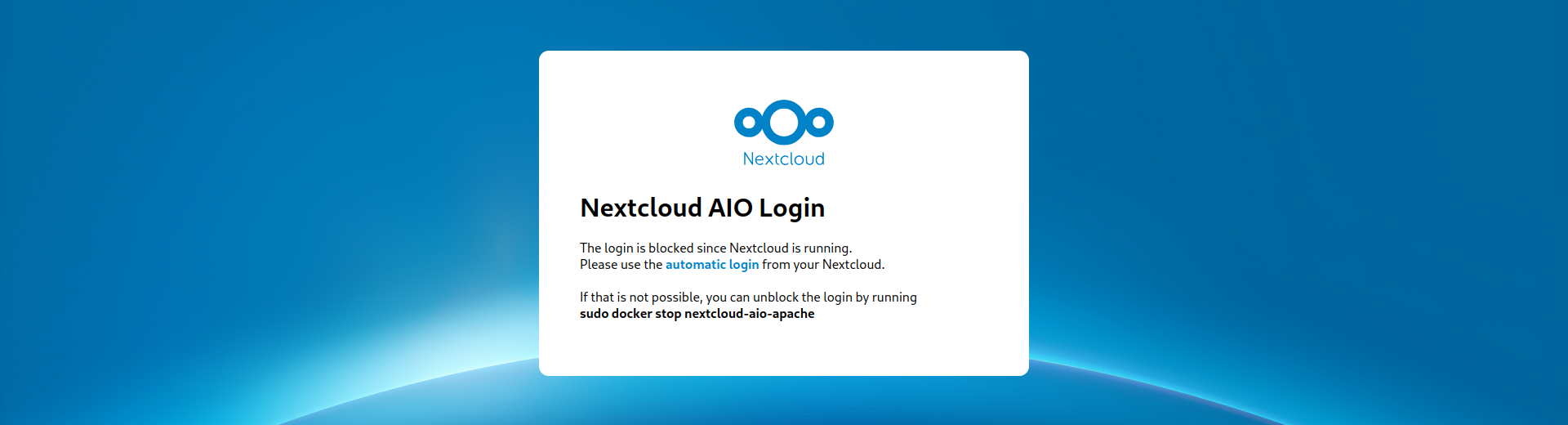 Nextcloud AIO - Hidden Password