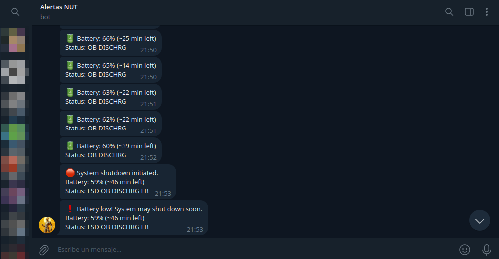 Notificaciones Telegram - Alertas del SAI